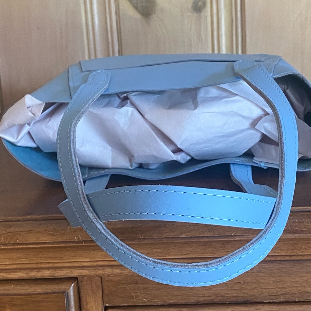 PORTLAND LEATHER GLACIAL BLUE SMALL JULIETTE TOTE - Picture 3 of 14